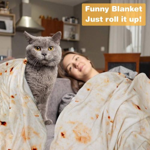  [아마존 핫딜]  [아마존핫딜]LetsFunny Burrito Tortilla Human Blanket, Burrito Wrap Novelty Blanket Tortilla Towel for Adults/Kids, Giant Round Beach Towel/Throw Blanket/Picnic Blanket (Yellow, 71.00)