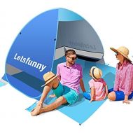 LetsFunny Large Pop up Beach Tent Sun Shade Shelter, UPF 50+ Pop-up 3-4 Person Outdoor Beach Tents Shelter Automatic Portable Sport Sun Umbrella Anti UV Baby Tent,Suitable for Fami