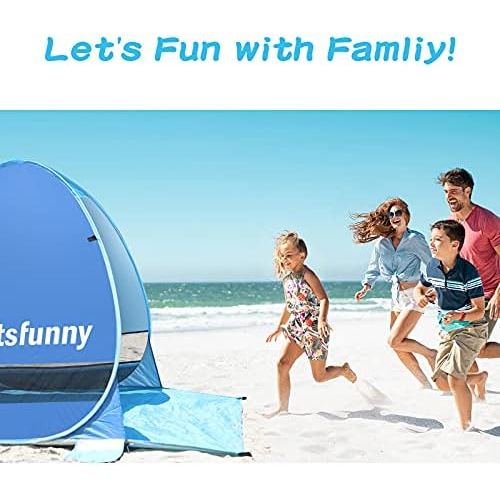  LetsFunny Large Pop up Beach Tent Sun Shade Shelter, UPF 50+ Pop-up 3-4 Person Outdoor Beach Tents Shelter Automatic Portable Sport Sun Umbrella Anti UV Baby Tent,Suitable for Fami