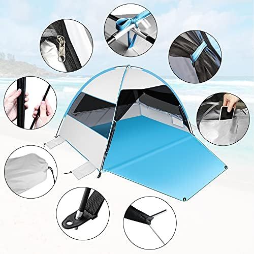  LetsFunny Large Easy Setup Beach Tent,Anti-UV Beach Shade Beach Canopy Tent Sun Shade with Extended Floor & 3 Mesh Roll Up Windows Fits 3-4 Person,Portable Shade Tent for Outdoor Camping Fis