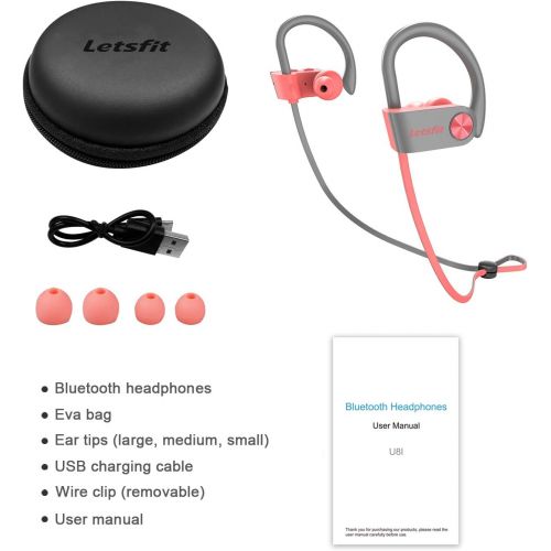  [아마존핫딜][아마존 핫딜] Bluetooth Headphones, Letsfit Wireless Headphones, IPX7 Waterproof Sports Earphones Gym Running, HD Stereo Headset w/Mic, 8 Hours Battery Noise Cancelling Bluetooth Earbuds