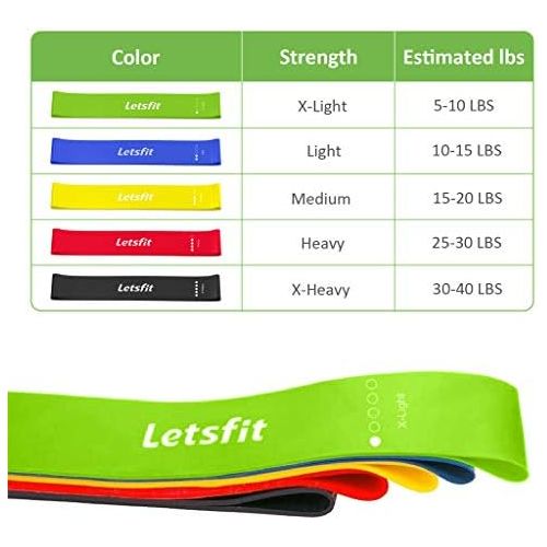  [아마존베스트]Letsfit Resistance Loop Bands, Resistance Exercise Bands for Home Fitness, Stretching, Strength Training, Physical Therapy, Natural Latex Workout Bands, Pilates Flexbands, 12 x 2