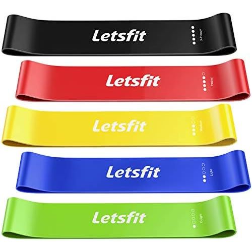  [아마존베스트]Letsfit Resistance Loop Bands, Resistance Exercise Bands for Home Fitness, Stretching, Strength Training, Physical Therapy, Natural Latex Workout Bands, Pilates Flexbands, 12 x 2