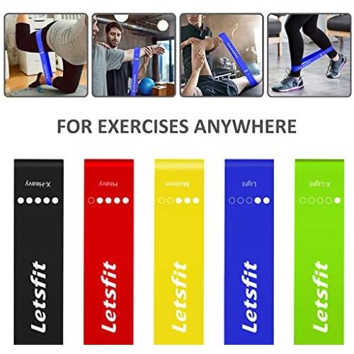  [아마존베스트]Letsfit Resistance Loop Bands, Resistance Exercise Bands for Home Fitness, Stretching, Strength Training, Physical Therapy, Natural Latex Workout Bands, Pilates Flexbands, 12 x 2
