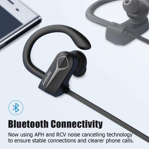  Bluetooth Headphones, Letsfit Wireless Headphones IPX7 Waterproof 15-Hour Playtime, Noise Cancelling HiFi Stereo Headset, Wireless Running Headphones Bluetooth Earbuds for Sports,