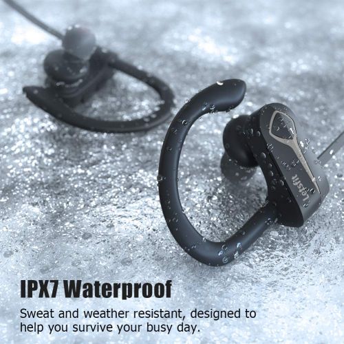  Bluetooth Headphones, Letsfit Wireless Headphones IPX7 Waterproof 15-Hour Playtime, Noise Cancelling HiFi Stereo Headset, Wireless Running Headphones Bluetooth Earbuds for Sports,