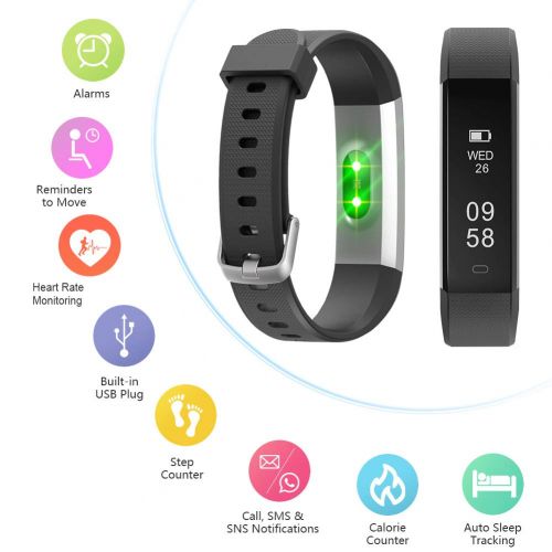  Letsfit Fitness Tracker with Heart Rate Monitor, Slim Activity Tracker Watch, Pedometer, Sleep Monitor, Step Counter, Calorie Counter, Waterproof Smart Band Kids Women Men