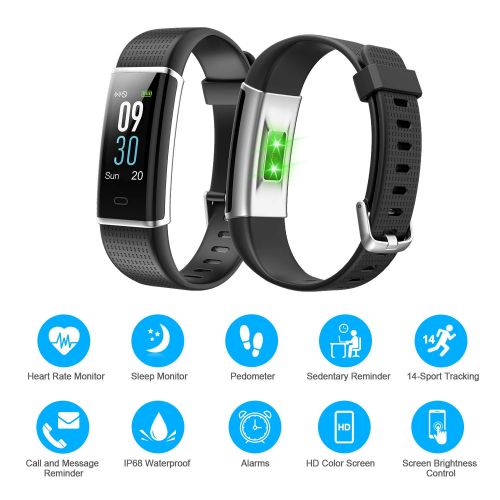  Letsfit Fitness Tracker Color Screen, IP68 Waterproof Heart Rate Monitor Activity Tracker, Pedometer Watch Sleep Monitor Step Counter for Kids Women Men, Android iOS Smart Phones