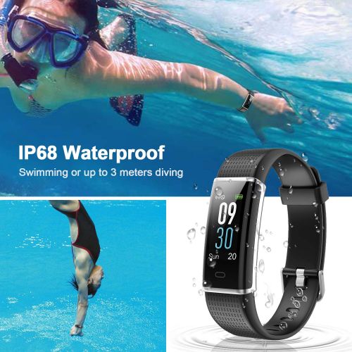  Letsfit Fitness Tracker Color Screen, IP68 Waterproof Heart Rate Monitor Activity Tracker, Pedometer Watch Sleep Monitor Step Counter for Kids Women Men, Android iOS Smart Phones