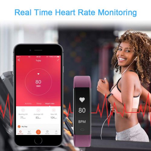  Letsfit Fitness Tracker with Heart Rate Monitor, Slim Activity Tracker Watch, Pedometer, Sleep Monitor, Step Counter, Calorie Counter, Waterproof Smart Band Kids Women Men