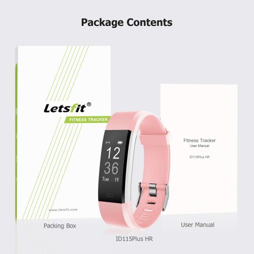  Letsfit Fitness Tracker HR, Activity Tracker Watch with Heart Rate Monitor, Pedometer, Sleep Monitor, 14 Sports Modes, Step Counter, Calorie Counter, IP67 Waterproof Fitness Watch