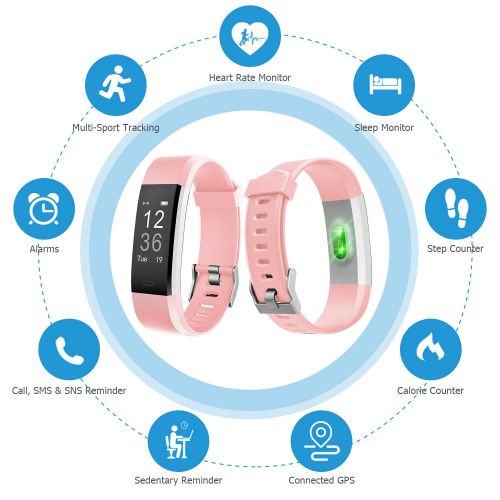  Letsfit Fitness Tracker HR, Activity Tracker Watch with Heart Rate Monitor, Pedometer, Sleep Monitor, 14 Sports Modes, Step Counter, Calorie Counter, IP67 Waterproof Fitness Watch