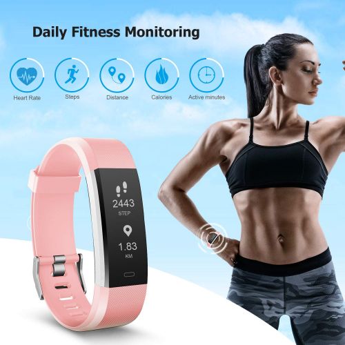  Letsfit Fitness Tracker HR, Activity Tracker Watch with Heart Rate Monitor, Pedometer, Sleep Monitor, 14 Sports Modes, Step Counter, Calorie Counter, IP67 Waterproof Fitness Watch