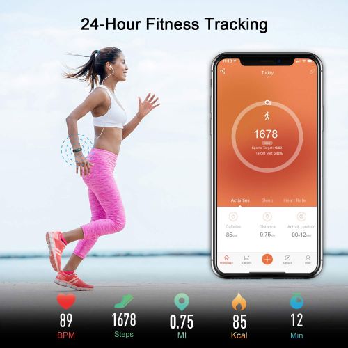  Letsfit Fitness Tracker with Heart Rate Monitor, Color Screen Smart Watch with Sleep Monitor, Step Counter, Calorie Counter, IP68 Waterproof Pedometer Watch for Kids Women Men