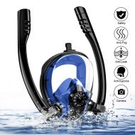 Letsport Swimming Mask, Snorkeling Package Set, Anti-Fog Coated Glass Diving Mask, Snorkel with Silicon Mouth Piece, Purge Valve and Anti-Splash Guard. for Adults & Kids,Black+Blue