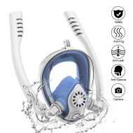 Letsport Swimming Mask, Snorkeling Package Set, Anti-Fog Coated Glass Diving Mask, Snorkel with Silicon Mouth Piece, Purge Valve and Anti-Splash Guard. for Adults & Kids,White+Blue