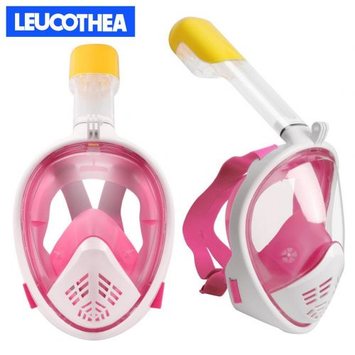  Leucothea Volles Gesicht Unterwasser Tauchermaske Schnorchelset Easy Breath Anti-Leck und Anti-Fog mit Beatmungsschlauch kompatibel fuer Sport Kamera