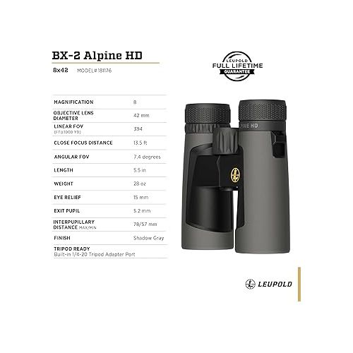  Leupold BX-2 Alpine HD Binoculars, 8x42mm (181176)