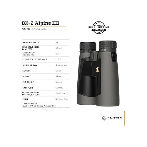  Leupold BX-2 Alpine HD Binoculars, 10x50mm (181178)