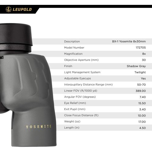  Leupold BX-1 Yosemite 10x30mm Porro Grey