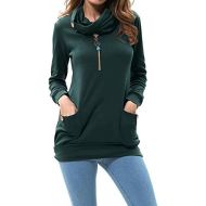 [아마존 핫딜] [아마존핫딜]Levaca Womens Long Sleeve Button Cowl Neck Casual Slim Tunic Tops with Pockets