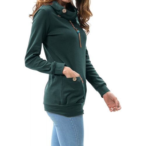  [아마존 핫딜] [아마존핫딜]Levaca Womens Long Sleeve Button Cowl Neck Casual Slim Tunic Tops with Pockets