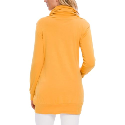  [아마존 핫딜] [아마존핫딜]Levaca levaca Womens Long Sleeve Button Cowl Neck Casual Slim Tunic Tops with Pockets