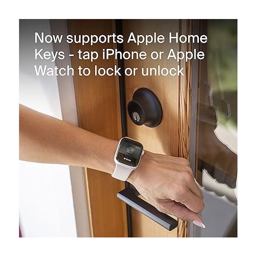  Level Lock+ Connect Wi-Fi Smart Lock Plus Apple Home Keys - Remotely Control from Anywhere - Includes Key Cards - Works with iOS, Android, Apple HomeKit, Amazon Alexa, Google Home (Matte Black)