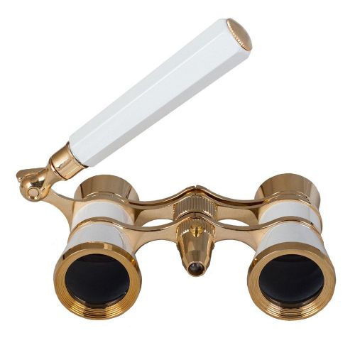  Levenhuk Broadway 325N Opera Glasses (white lorgnette with LED light)