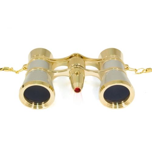  Levenhuk Broadway 325F Opera Glasses (silver, with LED light and chain)