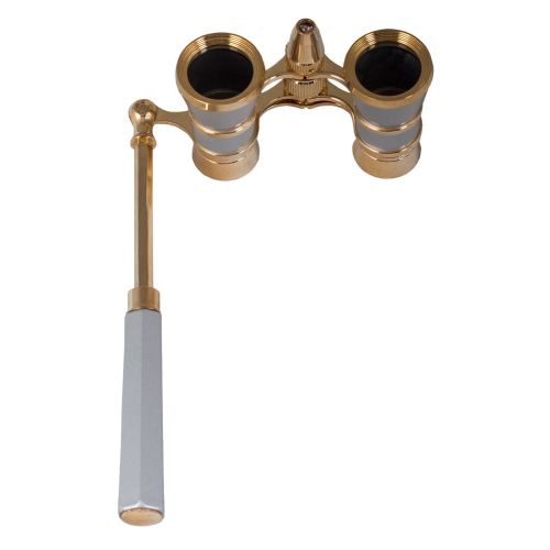  Levenhuk Broadway 325N Opera Glasses (silver lorgnette with LED light)