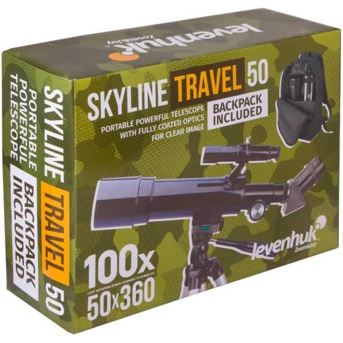  Levenhuk Skyline Portable Travel 50 Refractor Telescope with Backpack ? Fully Multi-Coated Optics