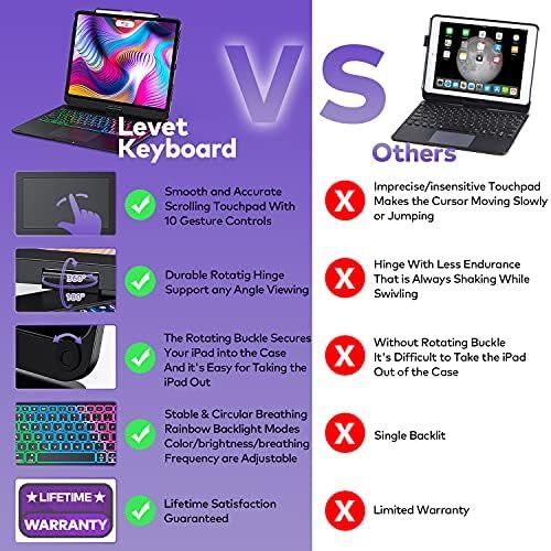  [아마존베스트]Levet Touchpad Keyboard Case for iPad Pro 12.9 2020 4th Generation/2018-3rd Gen, iPad Pro 12.9 Case with Touchpad Backlight Function Keyboard Wireless Tablet Keyboard - Pencil Holder In