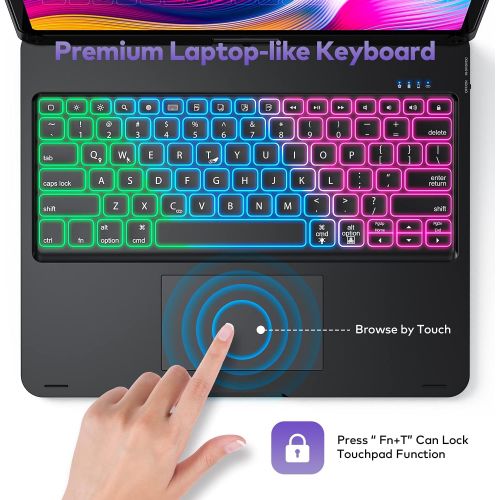  [아마존베스트]Levet Touchpad Keyboard Case for iPad Pro 12.9 2020 4th Generation/2018-3rd Gen, iPad Pro 12.9 Case with Touchpad Backlight Function Keyboard Wireless Tablet Keyboard - Pencil Holder In