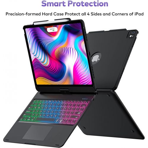  [아마존베스트]Levet Touchpad Keyboard Case for iPad Pro 12.9 2020 4th Generation/2018-3rd Gen, iPad Pro 12.9 Case with Touchpad Backlight Function Keyboard Wireless Tablet Keyboard - Pencil Holder In