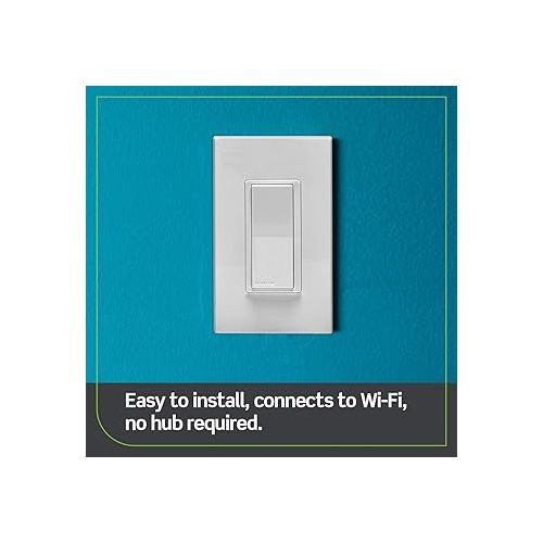 Leviton Decora Smart Switch, Wi-Fi 2nd Gen, Neutral Wire Required, Works with Matter, My Leviton, Alexa, Google Assistant, Apple Home/Siri & Wired or Wire-Free 3-Way, D215S-2RW, White