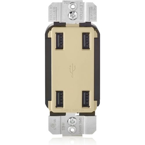  Leviton USB4P-I 4.2-Amp High Speed 4-Port USB Charger, Ivory