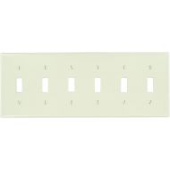 Leviton 78036 6-Gang Toggle Device Switch Wallplate, Thermoset, Device Mount, Light Almond, 10-Pack