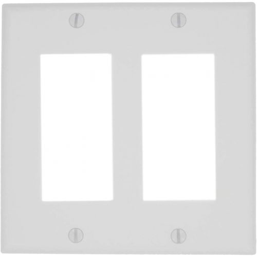  Leviton 80409-NW 2-Gang DecoraGFCI Device Decora Wallplate, Standard Size, White, 25-Pack