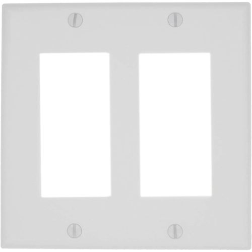  Leviton 80409-NW 2-Gang DecoraGFCI Device Decora Wallplate, Standard Size, White, 25-Pack