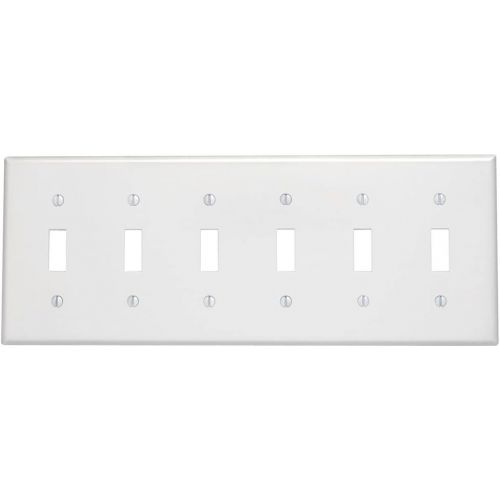  Leviton 88036 6-Gang Toggle Device Switch Wallplate, Thermoset, Device Mount, White