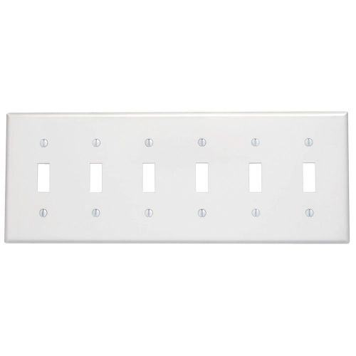  Leviton 88036 6-Gang Toggle Device Switch Wallplate, Thermoset, Device Mount, White