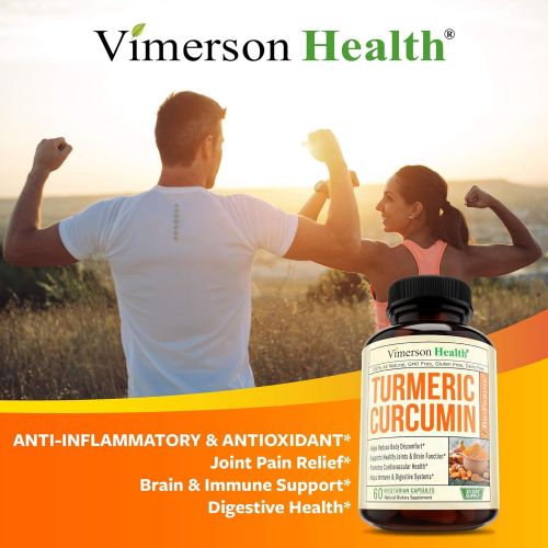  Vimerson Health Turmeric Curcumin with Bioperine Joint Pain Relief - Anti-Inflammatory, Antioxidant Supplement with 10mg of Black Pepper for Better Absorption. 100% All Natural Non-Gmo Made in USA