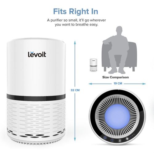 Levoit LEVOIT LV-H132 Air Purifier with True Hepa Filter, Odor Allergies Eliminator for Smokers, Smoke, Dust, Mold, Home and Pets, Air Cleaner with Night Light, US-120V