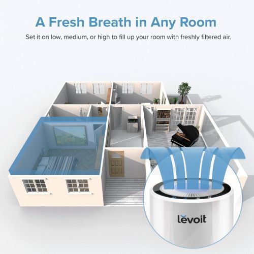  Levoit LEVOIT LV-H132 Air Purifier with True Hepa Filter, Odor Allergies Eliminator for Smokers, Smoke, Dust, Mold, Home and Pets, Air Cleaner with Night Light, US-120V