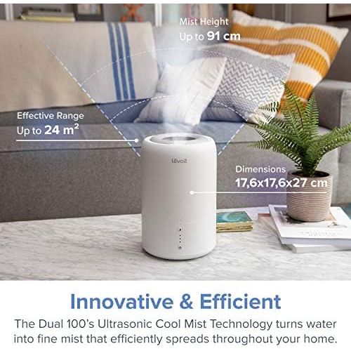  Levoit Ultraschall Luftbefeuchter Humidifier mit Top-Fuellung ultraleisem Schlafmodus Auto-off, Raumbefeuchter mit Aromatherapie, Kalt Dampf bis 24 m² fuer Kinderzimmer, Wohn- und Sc