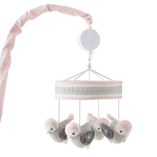  Levtex Baby - Elise Musical Rotating Baby Crib Mobile - Plush Grey and Pink Birds - Pink, Grey and White - Nursery Accessories