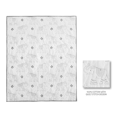  Levtex Baby Elephant Parade 5-Piece Crib Bedding Set, GreyWhite