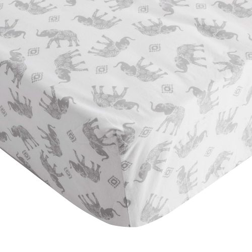  Levtex Baby Elephant Parade 5-Piece Crib Bedding Set, GreyWhite