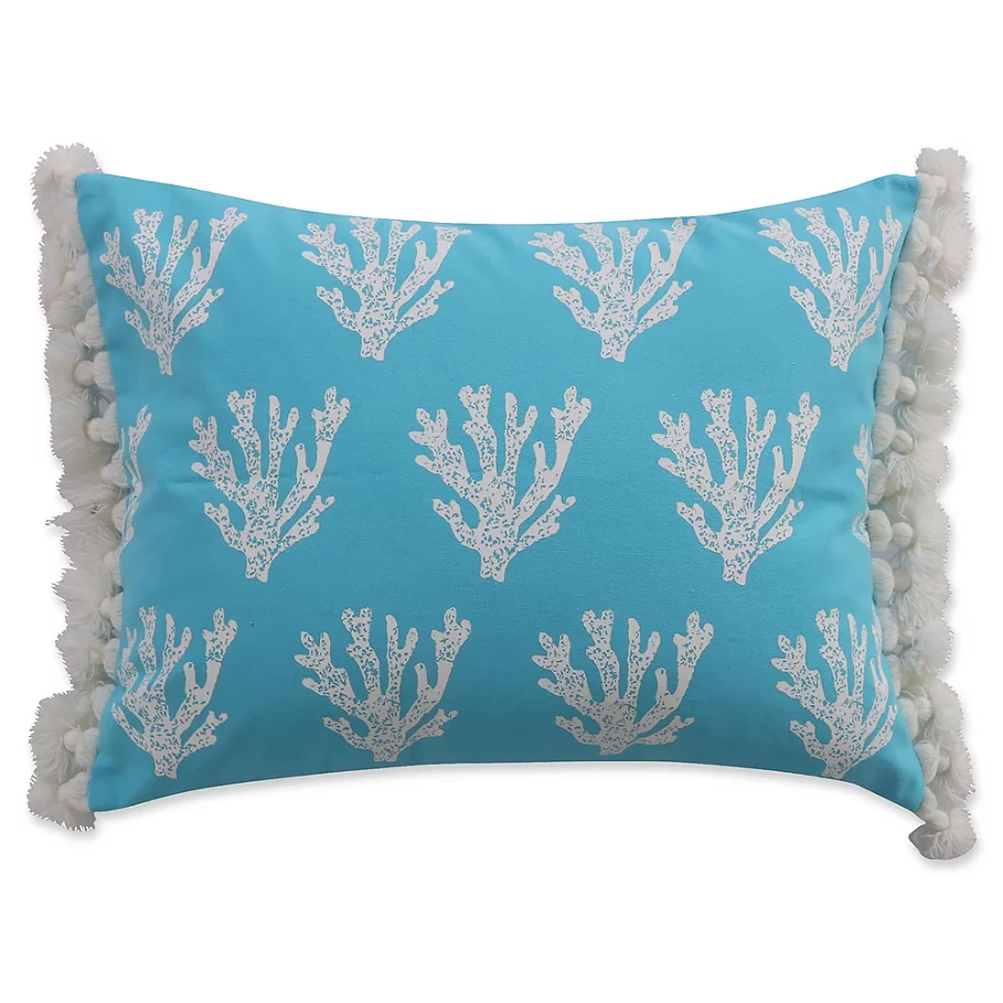 Levtex Home Lagos Coral Tassel Oblong Throw Pillow in Teal